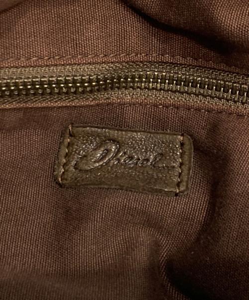 DIESEL（ディーゼル）DIESEL (ディーゼル) ロープレザー トートバッグ/Rope Leather Shoulder Bag オリーブ×ブラウンの古着・服飾アイテム