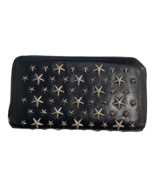 JIMMY CHOO（ジミーチュウ）JIMMY CHOO (ジミーチュウ) スタースタッズ ラウンドファスナー長財布 ブラックの古着・服飾アイテム