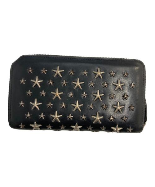 JIMMY CHOO（ジミーチュウ）JIMMY CHOO (ジミーチュウ) スタースタッズ ラウンドファスナー長財布 ブラックの古着・服飾アイテム