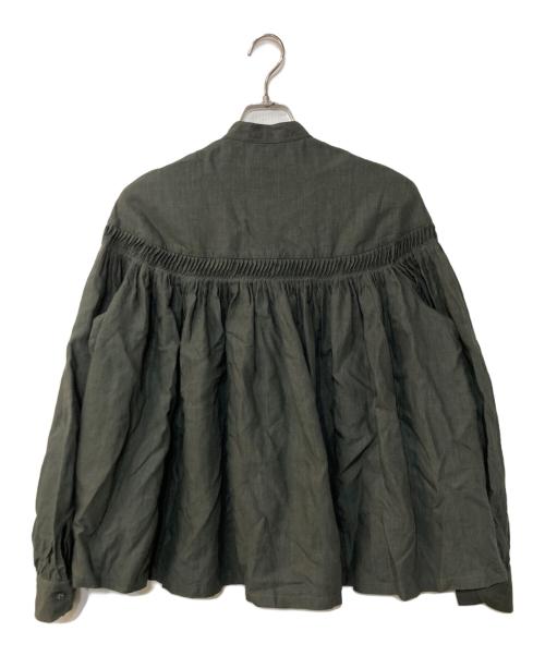 SCYE（サイ）SCYE (サイ) Organic Linen Tuck Half Placket Shirts/Linen Cambric Tucked Bloese グリーン サイズ:40の古着・服飾アイテム