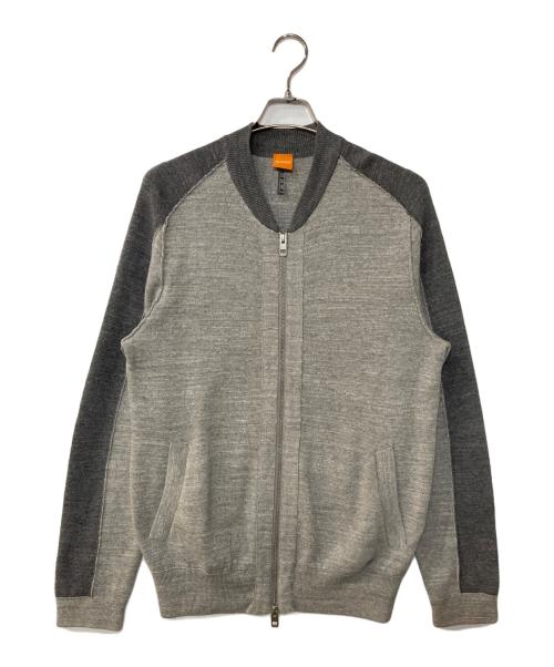 BOSS HUGO BOSS（ボス ヒューゴボス）BOSS HUGO BOSS (ボス ヒューゴボス) ニットジャケット グレー サイズ:Lの古着・服飾アイテム