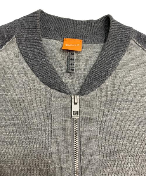 BOSS HUGO BOSS（ボス ヒューゴボス）BOSS HUGO BOSS (ボス ヒューゴボス) ニットジャケット グレー サイズ:Lの古着・服飾アイテム