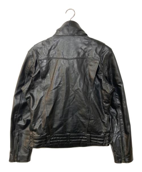Liugoo Leathers（リューグーレザーズ）Liugoo Leathers (リューグーレザーズ) スタンドカラーカウレザージャケット ブラック サイズ:Lの古着・服飾アイテム