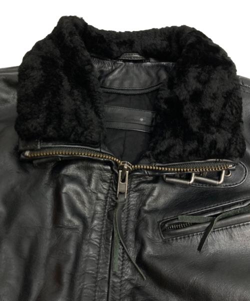 Liugoo Leathers（リューグーレザーズ）Liugoo Leathers (リューグーレザーズ) スタンドカラーカウレザージャケット ブラック サイズ:Lの古着・服飾アイテム