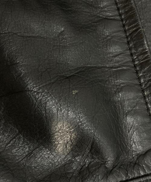 Liugoo Leathers（リューグーレザーズ）Liugoo Leathers (リューグーレザーズ) スタンドカラーカウレザージャケット ブラック サイズ:Lの古着・服飾アイテム