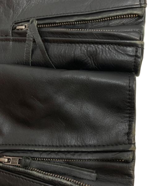 Liugoo Leathers（リューグーレザーズ）Liugoo Leathers (リューグーレザーズ) スタンドカラーカウレザージャケット ブラック サイズ:Lの古着・服飾アイテム