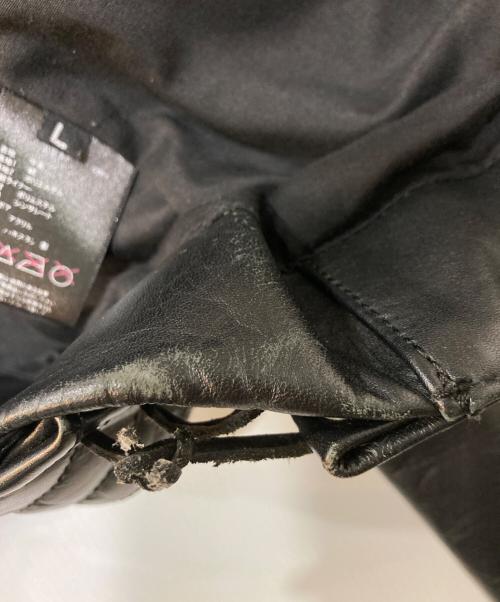 Liugoo Leathers（リューグーレザーズ）Liugoo Leathers (リューグーレザーズ) スタンドカラーカウレザージャケット ブラック サイズ:Lの古着・服飾アイテム