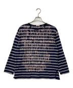 NICENESSナイスネス）の古着「HYDE BROWN ハンドステンシルブリーチ バスクTee (L/S)」｜ネイビー