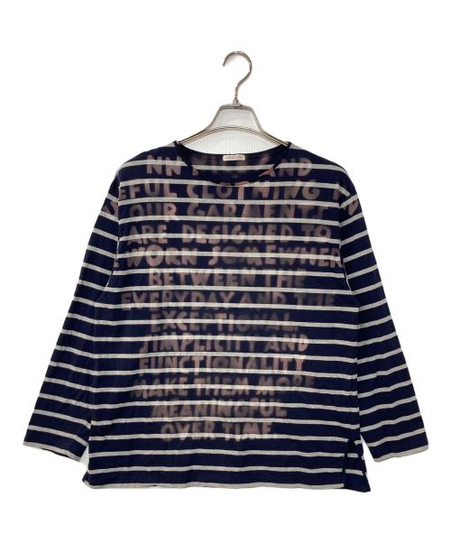 NICENESS（ナイスネス）NICENESS (ナイスネス) HYDE BROWN ハンドステンシルブリーチ バスクTee (L/S) ネイビー サイズ:Sの古着・服飾アイテム