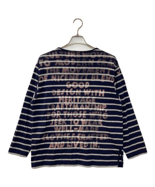 NICENESS（ナイスネス）NICENESS (ナイスネス) HYDE BROWN ハンドステンシルブリーチ バスクTee (L/S) ネイビー サイズ:Sの古着・服飾アイテム