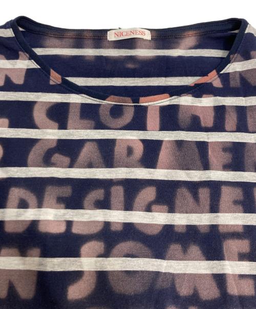 NICENESS（ナイスネス）NICENESS (ナイスネス) HYDE BROWN ハンドステンシルブリーチ バスクTee (L/S) ネイビー サイズ:Sの古着・服飾アイテム