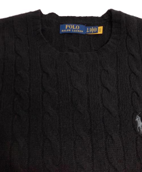 POLO RALPH LAUREN（ポロ・ラルフローレン）POLO RALPH LAUREN (ポロ・ラルフローレン) ミニポニー刺繍ケーブルニット ブラック サイズ:Sの古着・服飾アイテム