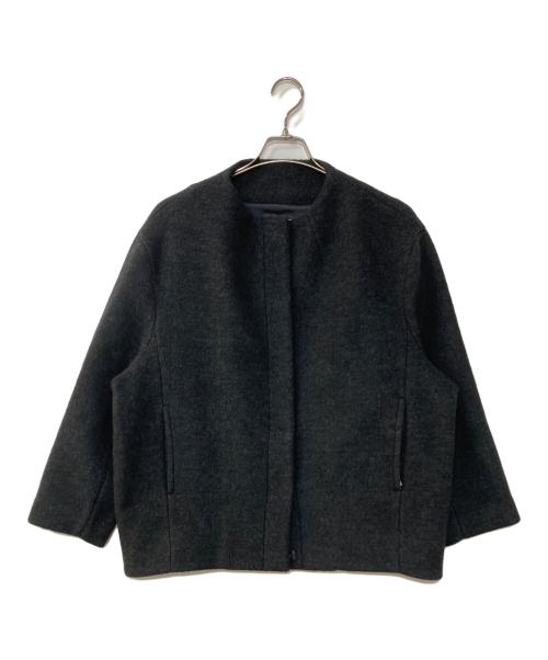 BALLSEY（ボールジィ）BALLSEY (ボールジィ) ウールパイルミルド ビルドネックショートコート グレー サイズ:36の古着・服飾アイテム