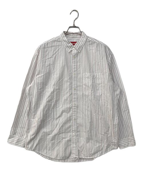 SUPREME（シュプリーム）Supreme (シュプリーム) Loose Fit Stripe Shirt ルーズフィットストライプシャツ ホワイト サイズ:Lの古着・服飾アイテム