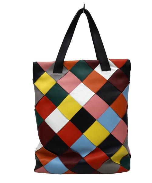 LOEWE（ロエベ）LOEWE (ロエベ) マルチカラーレザートートバッグ オレンジ×ブラックの古着・服飾アイテム