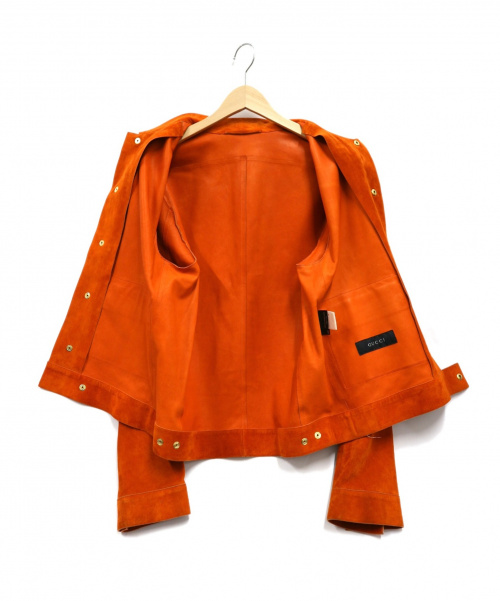 GUCCI（グッチ）GUCCI (グッチ) カウスウェードトラッカージャケット オレンジ サイズ:46 イタリア製の古着・服飾アイテム