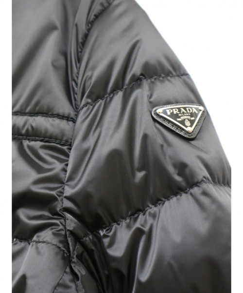 PRADA（プラダ）PRADA (プラダ) ノーカラーダウンジャケット ブラック サイズ:38の古着・服飾アイテム