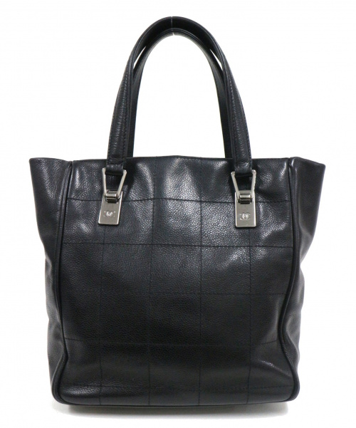 CHANEL（シャネル）CHANEL (シャネル) チョコバーレザートートバッグ ブラック 8467586 キャビアスキンの古着・服飾アイテム