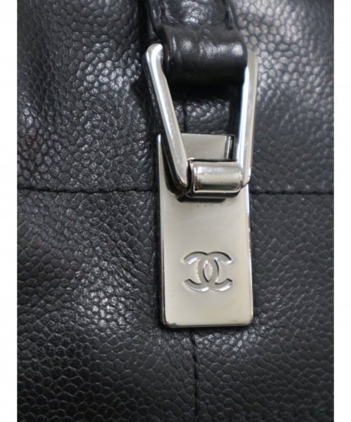 CHANEL（シャネル）CHANEL (シャネル) チョコバーレザートートバッグ ブラック 8467586 キャビアスキンの古着・服飾アイテム