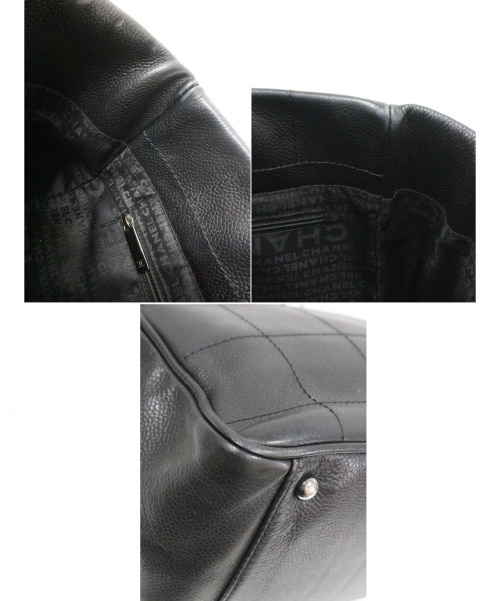 CHANEL（シャネル）CHANEL (シャネル) チョコバーレザートートバッグ ブラック 8467586 キャビアスキンの古着・服飾アイテム