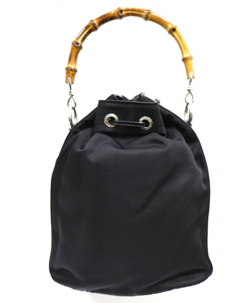 GUCCI（グッチ）GUCCI (グッチ) バンブー2WAY巾着ショルダーバッグ ブラック 1657の古着・服飾アイテム