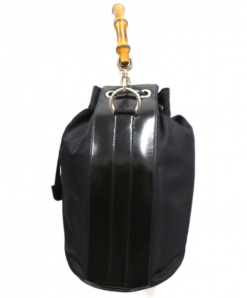 GUCCI（グッチ）GUCCI (グッチ) バンブー2WAY巾着ショルダーバッグ ブラック 1657の古着・服飾アイテム