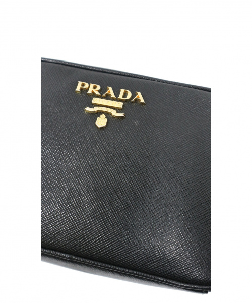 PRADA（プラダ）PRADA (プラダ) サフィアーノレザーショルダーバッグ ブラックの古着・服飾アイテム