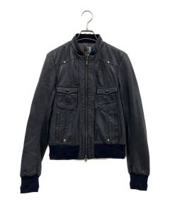 PATRIZIA PEPE ファー切替ラムレザージャケット　ネイビー PATRIZIA PEPE ファー切替ラムレザージャケット ネイビー