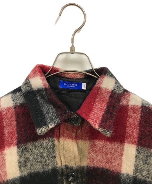 BLUE LABEL CRESTBRIDGE（ブルーレーベルクレストブリッジ）BLUE LABEL CRESTBRIDGE (ブルーレーベルクレストブリッジ) チェックモヘヤブラッシュCPOジャケット/cpoジャケット/モヘアジャケット/55f02-443-16 レッド×ブラック サイズ:Mの古着・服飾アイテム