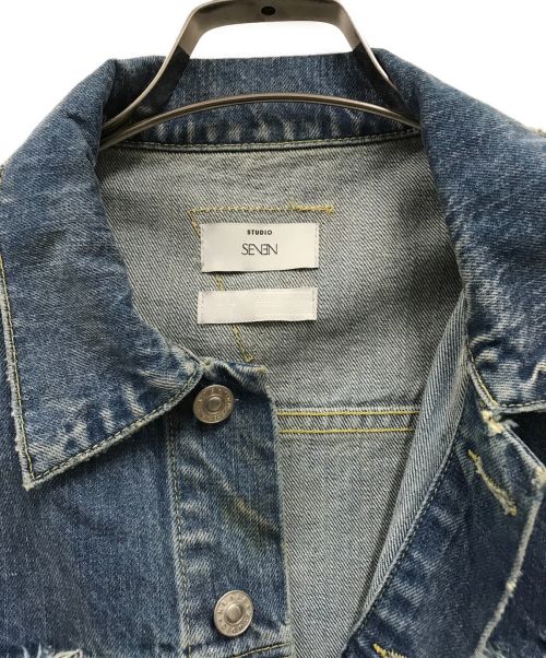 studio seven（スタジオセブン）STUDIO SEVEN (スタジオ セブン) ダメージ加工デニムジャケット ブルー サイズ:Mの古着・服飾アイテム