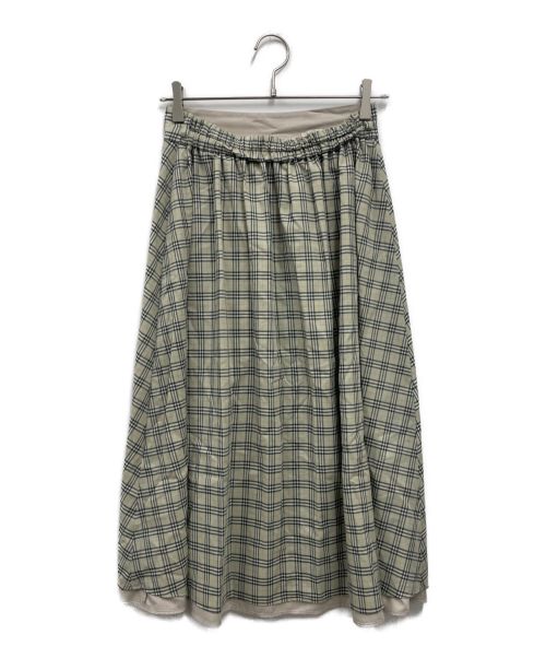 BLUE LABEL CRESTBRIDGE（ブルーレーベルクレストブリッジ）BLUE LABEL CRESTBRIDGE (ブルーレーベルクレストブリッジ) マイクロスパンポプリンスカート/55S16591 グリーン サイズ:Mの古着・服飾アイテム