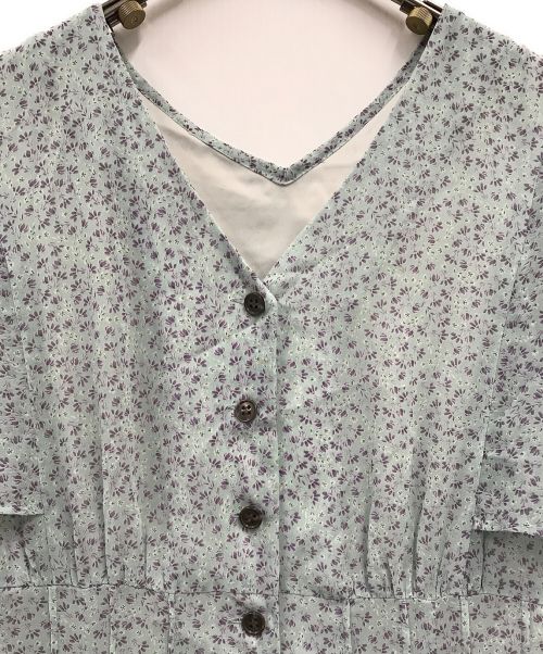 Mystrada（マイストラーダ）Mystrada (マイストラーダ) ウォッシャブル袖フレアプリントワンピース ブルー サイズ:M 未使用品の古着・服飾アイテム