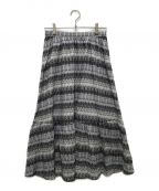 BLUE LABEL CRESTBRIDGEブルーレーベルクレストブリッジ）の古着「スケッチプリントティアードマキシスカート」｜グレー