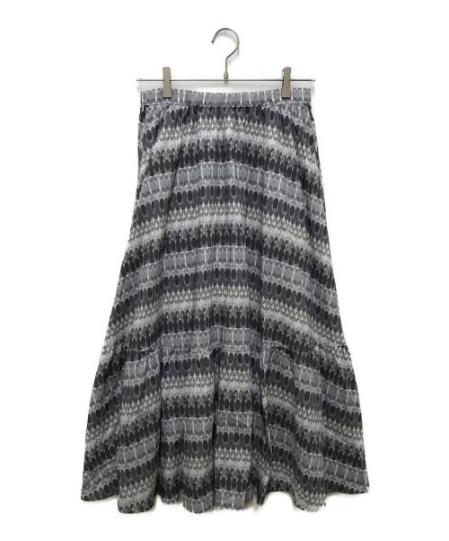 BLUE LABEL CRESTBRIDGE（ブルーレーベルクレストブリッジ）BLUE LABEL CRESTBRIDGE (ブルーレーベルクレストブリッジ) スケッチプリントティアードマキシスカート グレー サイズ:38 未使用品の古着・服飾アイテム