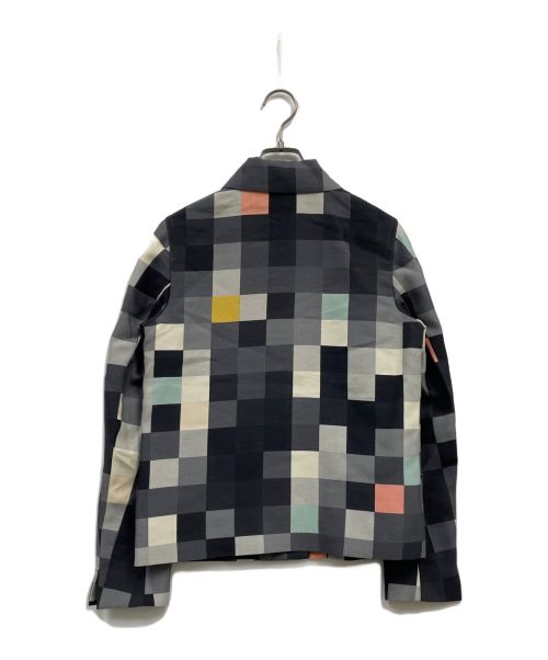 Salvatore Ferragamo（サルヴァトーレ フェラガモ）Salvatore Ferragamo (サルヴァトーレ フェラガモ) ウールシルクブロックチェックジャケット/チェックジャケット/ジャケット グレー サイズ:38の古着・服飾アイテム