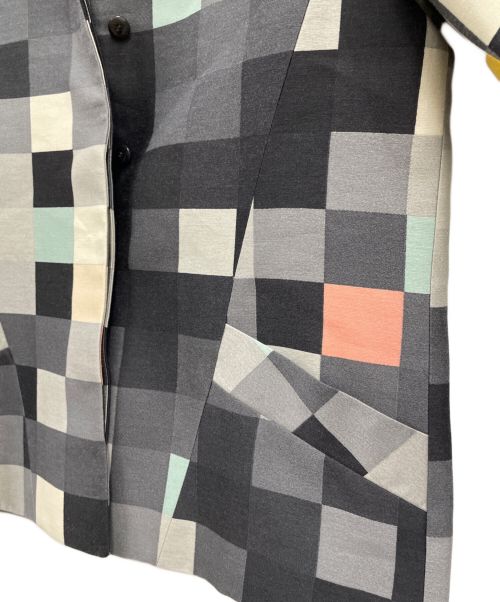 Salvatore Ferragamo（サルヴァトーレ フェラガモ）Salvatore Ferragamo (サルヴァトーレ フェラガモ) ウールシルクブロックチェックジャケット/チェックジャケット/ジャケット グレー サイズ:38の古着・服飾アイテム