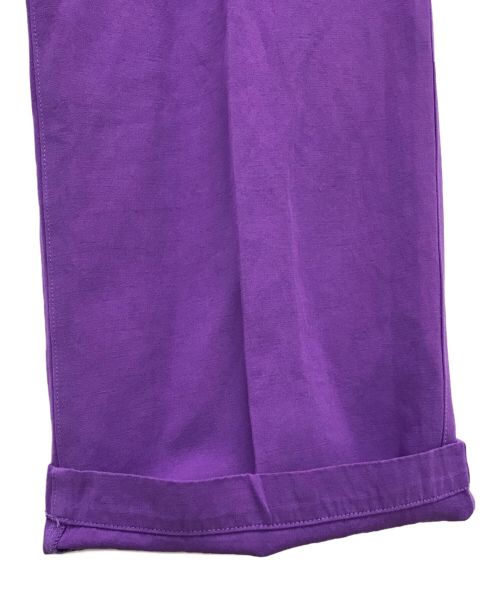 FRAMeWORK（フレームワーク）FRAMeWORK (フレームワーク) コットンリネンストレートパンツ パープル サイズ:40の古着・服飾アイテム