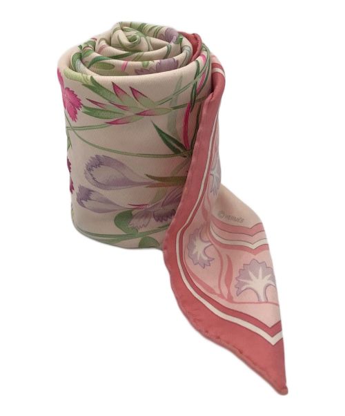 HERMES（エルメス）HERMES (エルメス) カレ90 ピンク×ホワイトの古着・服飾アイテム