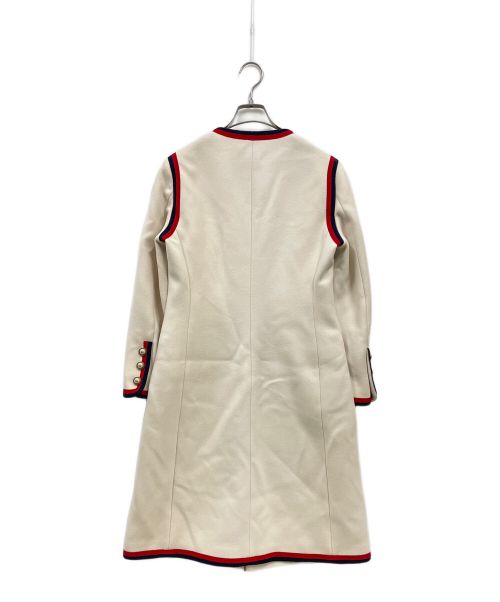 GUCCI（グッチ）GUCCI (グッチ) パールボタンウェブライン ノーカラーコート/544855-ZHW03/コート アイボリー サイズ:40の古着・服飾アイテム