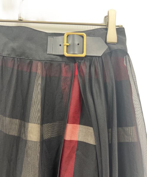 BLUE LABEL CRESTBRIDGE（ブルーレーベルクレストブリッジ）BLUE LABEL CRESTBRIDGE (ブルーレーベルクレストブリッジ) リバーシブルチュールスカート/55S09-649-09 ブラック×レッド サイズ:38の古着・服飾アイテム