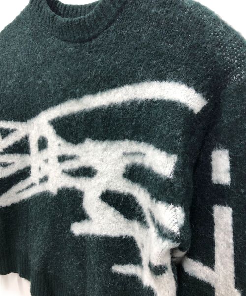 genzai（ゲンザイ）genzai (ゲンザイ) genzai Big Logo Knit/GZ1269/ニット/シャギーニット グリーン サイズ:Ｌの古着・服飾アイテム