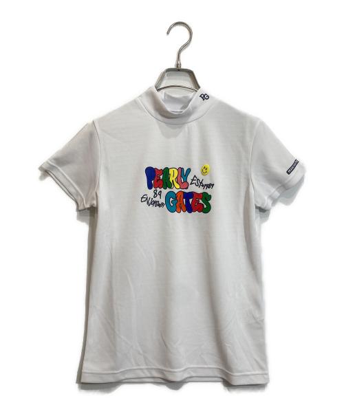 PEARLY GATES（パーリーゲイツ）PEARLY GATES (パーリーゲイツ) マイクロメッシュストレッチ半袖ハイネックカットソー/055-4167552 ホワイト サイズ:1の古着・服飾アイテム