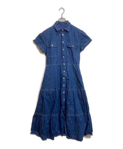 POLO RALPH LAUREN（ポロ・ラルフローレン）POLO RALPH LAUREN (ポロ・ラルフローレン) ベルテッド ティアード コットン シャツドレス/WMPODRSNFA20526 インディゴ サイズ:SIZE 6の古着・服飾アイテム