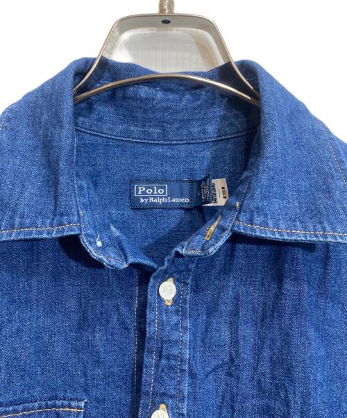 POLO RALPH LAUREN（ポロ・ラルフローレン）POLO RALPH LAUREN (ポロ・ラルフローレン) ベルテッド ティアード コットン シャツドレス/WMPODRSNFA20526 インディゴ サイズ:SIZE 6の古着・服飾アイテム