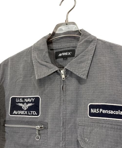AVIREX（アヴィレックス）AVIREX (アヴィレックス) ジップワークシャツ グレー サイズ:Lの古着・服飾アイテム