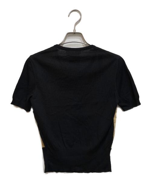 Salvatore Ferragamo（サルヴァトーレ フェラガモ）Salvatore Ferragamo (サルヴァトーレ フェラガモ) シルク切替S/Sニット ブラック サイズ:XSの古着・服飾アイテム