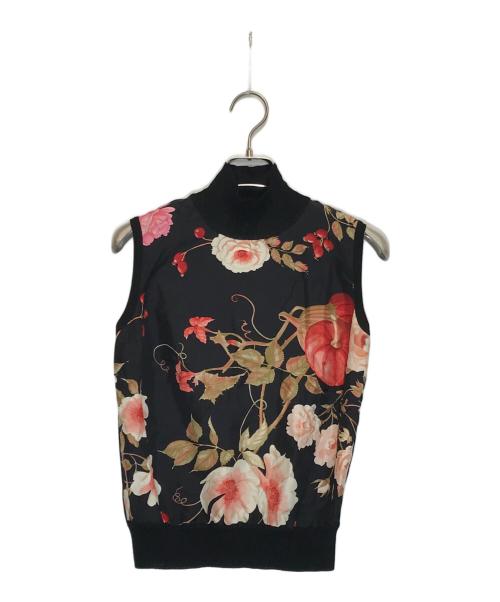 Salvatore Ferragamo（サルヴァトーレ フェラガモ）Salvatore Ferragamo (サルヴァトーレ フェラガモ) シルク切替ノースリーブニット ブラック サイズ:XSの古着・服飾アイテム