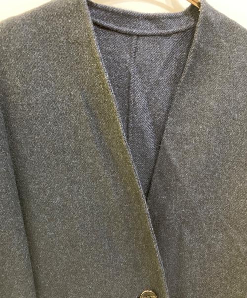 23区（ニジュウサンク）23区 (ニジュウサンク) ウールリバーツイルノーカラーコート ネイビー サイズ:38の古着・服飾アイテム