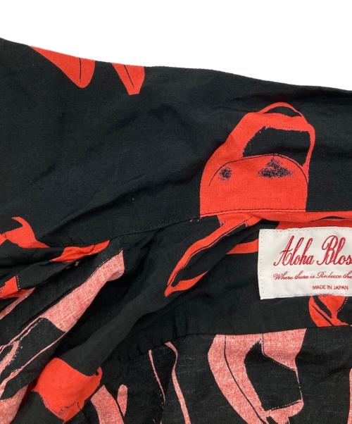Aloha Blossom（アロハブロッサム）Aloha Blossom (アロハブロッサム) アロハシャツ ブラック×レッド サイズ:40の古着・服飾アイテム