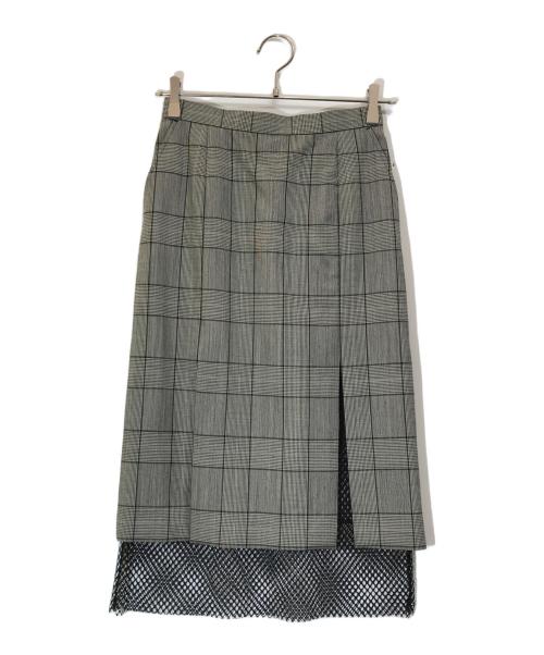 JOHN LAWRENCE SULLIVAN（ジョン ローレンス サリバン）JOHN LAWRENCE SULLIVAN (ジョン ローレンス サリバン) メッシュレイヤードスカート/2C025-0618-62 グレー サイズ:Mの古着・服飾アイテム